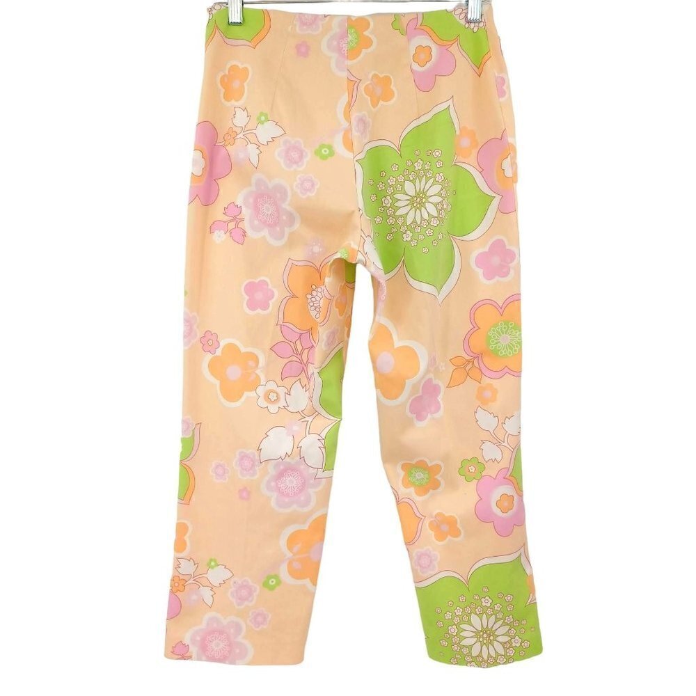 Barbara Gerwit Floral Straight Leg Pants Multicolor Women's 6 Preppy Summer - Picture 2 of 12